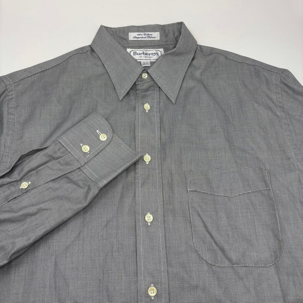 Burberrys‎ London Mens 16-33 Large Gray Long Sleeve Button Up Shirt